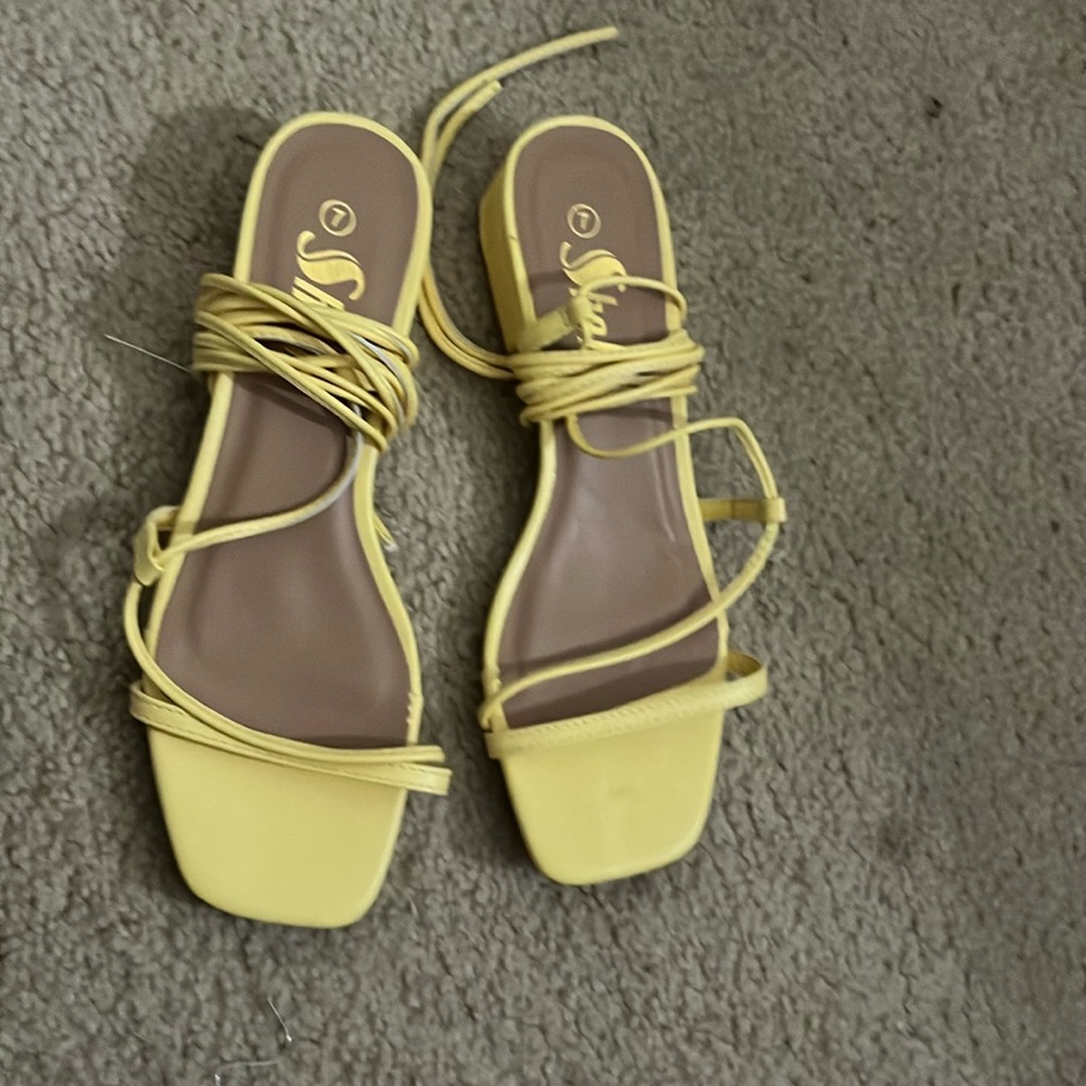 Yellow calf string tie heal size 7